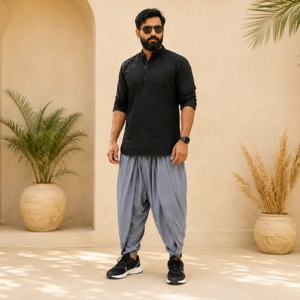 Men's Grey Cotton Dhoti