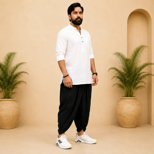 Men's Black Cotton Dhoti